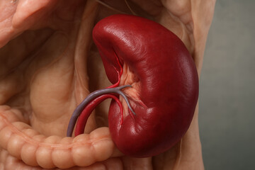 Human Kidney Anatomy Illustration, Renal System, Internal Organs, Medical Visualization
