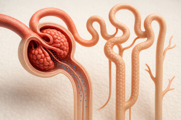 Nefron Structure Illustration: Kidney Filtering Unit Anatomy - Medical Education Resource [Illustration]
