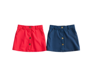 Red and Blue Button-Down Skirts on Transparent Background
