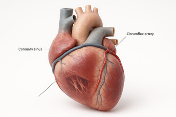 Human Heart Anatomy with Coronary Arteries Illustration