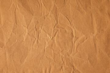 Old crumpled brown kraft paper texture