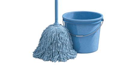 Light-blue mop and bucket