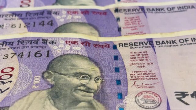 one hundred and two hundred Rupees indian Currency in Grid Line 