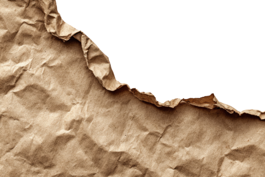 Ripped kraft paper texture against black background