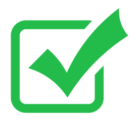 Green check mark inside rounded square PNG with transparent background, flat confirmation icon for task completion, validation, and UI feedback