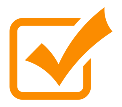 Orange check mark in rounded square PNG with transparent background, confirmation icon for UI feedback, task validation, and approval state - Powered by Adobe
