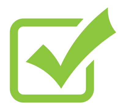 Light green rounded square with check mark PNG with transparent background, flat approval icon for confirmed UI states and form submissions