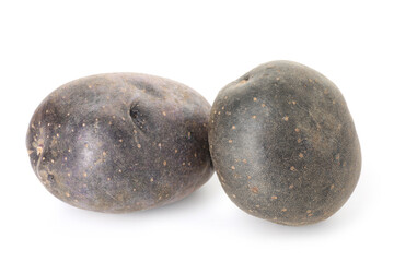 Fresh ripe purple potatoes isolated on white
