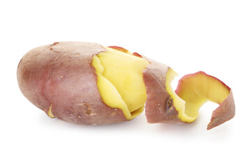 Raw red potato with peel isolated on white