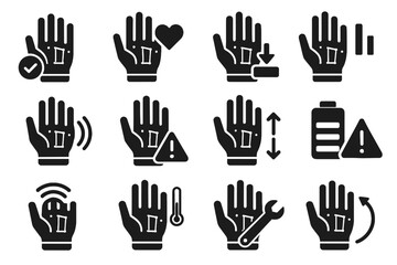 Icon symbol haptic signal battery vector firmware patch glove system status
