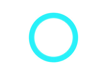 A perfectly formed, vivid cyan glowing circle emitting ethereal light on an immaculate transparent background, studio photography aesthetic, symbolizing digital innovation