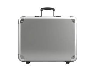Silver Suitcase with Handle and Wheels - Travel Luggage Concept