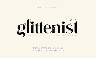 Glittenist beauty fashion elegant minimalist serif italic fonts decorative wedding vintage retro logos. Minimal luxury font alphabet logo. Vector illustration