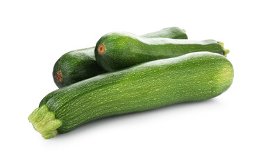 Three fresh ripe zucchinis isolated on white
