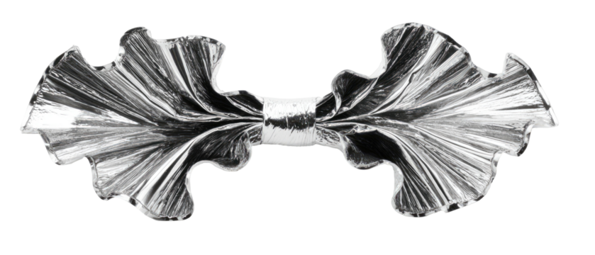 Abstract symmetrical design, resembling two stylized leaves or wings, with intricate radiating patterns