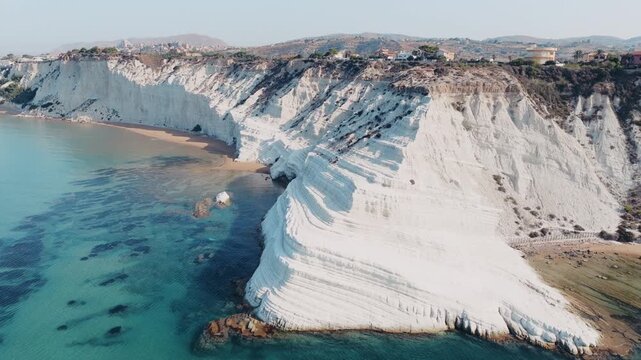 Aerial View of the White Cliffs Scala dei Turchi in Sicily, Italy