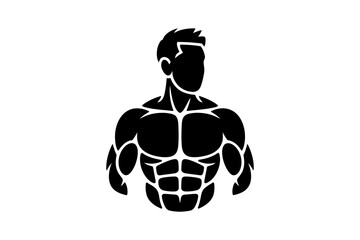 Obraz premium Illustration of a muscular man with defined abs and biceps in a black silhouette style