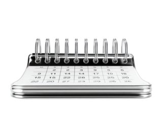 Transparent, modern desk calendar with numbered dates