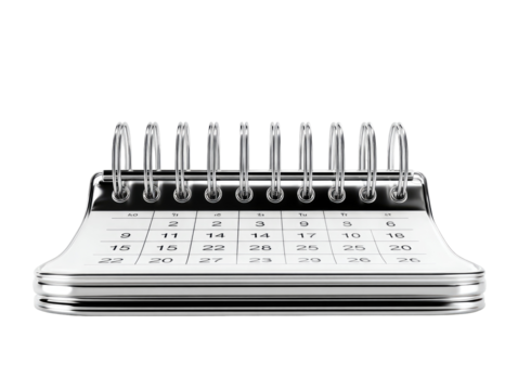 Transparent, modern desk calendar with numbered dates