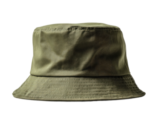 Olive green bucket hat, close-up, studio shot
