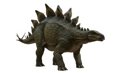 Fototapeta premium Museum-Quality Stegosaurus Isolated on White Background for Evolutionary Biology Studies and Exhibits