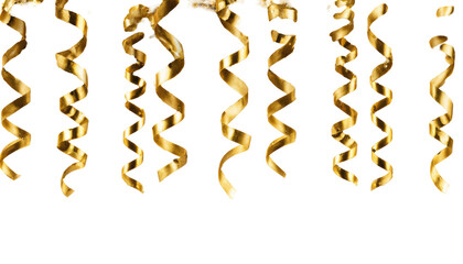 Gold spiral ribbons cascading downwards on a black background