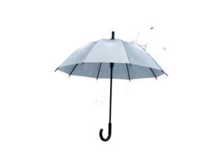 Open umbrella on a rainy day