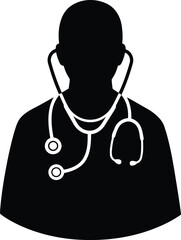 Doctor silhouette with stethoscope medical healthcare professional icon vector