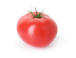 One ripe red tomato isolated on white
