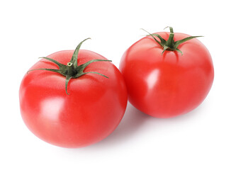 Two ripe red tomatoes isolated on white