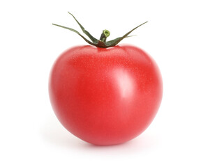 One ripe red tomato isolated on white
