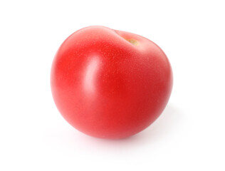 One ripe red tomato isolated on white