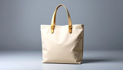 Cream-colored tote bag with tan handles