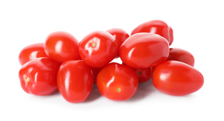 Many ripe red tomatoes isolated on white
