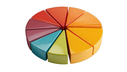 Fototapeta premium Colorful pie chart, glossy slices