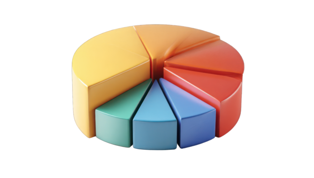 Colorful 3D pie chart graphic - Powered by Adobe