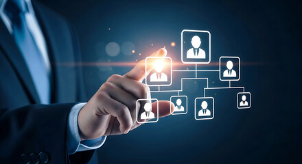 Businessman interacting with digital network of people
