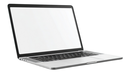 Open laptop, blank screen, angled view