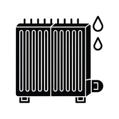 Vector art of radiator icon with water drops, representing heating system leak or maintenance