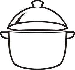 Cooking Pot with Lid Kitchenware Icon Vector Design