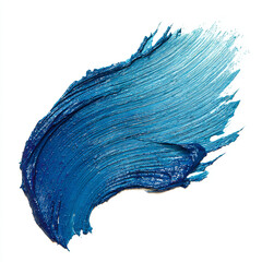 A dynamic smear of thick, textured oil paint in gradients of blue. The brush stroke flows smoothly from dark navy to light sky blue, highlighting the texture, movement, and intensity of artistic expre