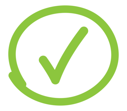 Light green casual check mark PNG with transparent background, outlined circular icon for task validation, UI feedback, and success confirmation
