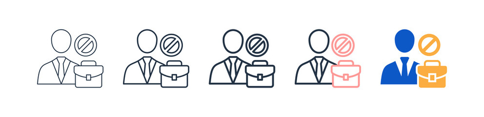 Unemployment different style icons set vector illustration. 