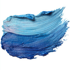 A dynamic smear of thick, textured oil paint in gradients of blue. The brush stroke flows smoothly from dark navy to light sky blue, highlighting the texture, movement, and intensity of artistic expre