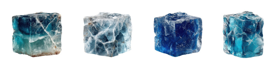 Obraz premium Ice cube display PNG set, cut out, isolated on transparent background
