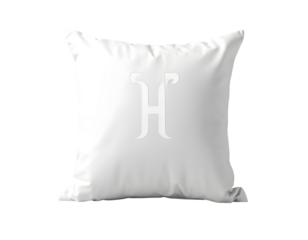 White Square Pillow with a Decorative Monogram