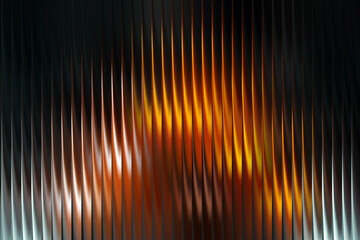 Abstract glowing yellow orange background with vertical striped pattern overlay, futuristic light effects and minimal dark tones for digital modern use