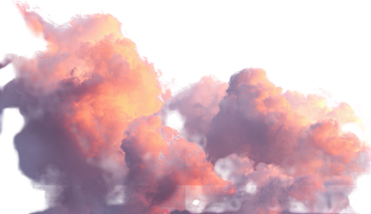 Dramatic, colorful cumulus clouds at sunset.  Soft, pastel hues