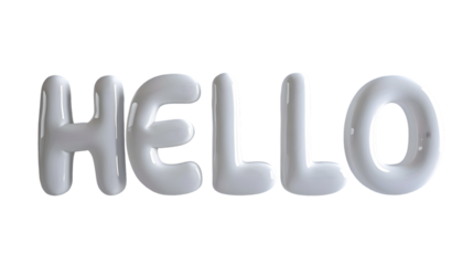 White balloon letters spell out the word hello, Transparent Background