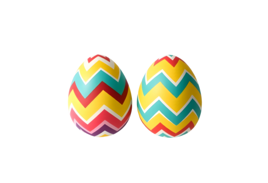 Two Colorful Easter Eggs with Zigzag Patterns